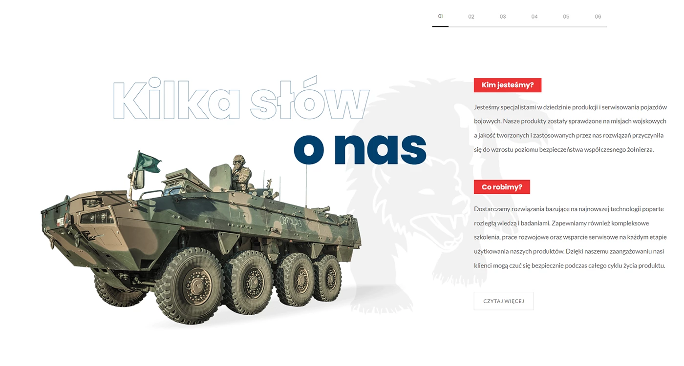 Strona internetowa dla członka Polskiej Grupy Zbrojeniowej. - 2 projekt