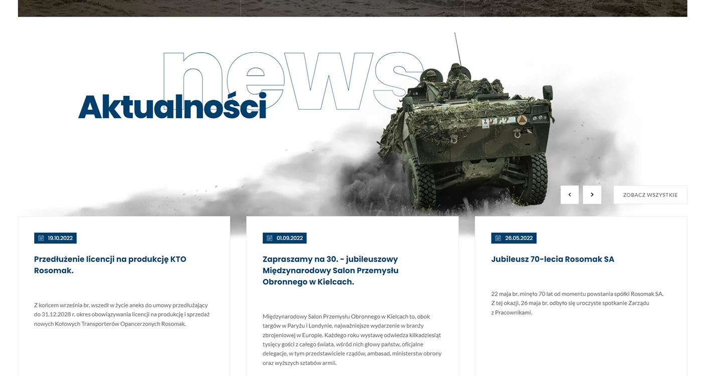 Strona internetowa dla członka Polskiej Grupy Zbrojeniowej. - 4 projekt
