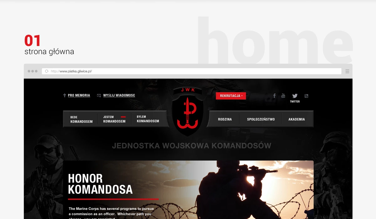 Stworzenie serwisu internetowego dla Jednostki Wojskowej Komandosów. - 2 projekt
