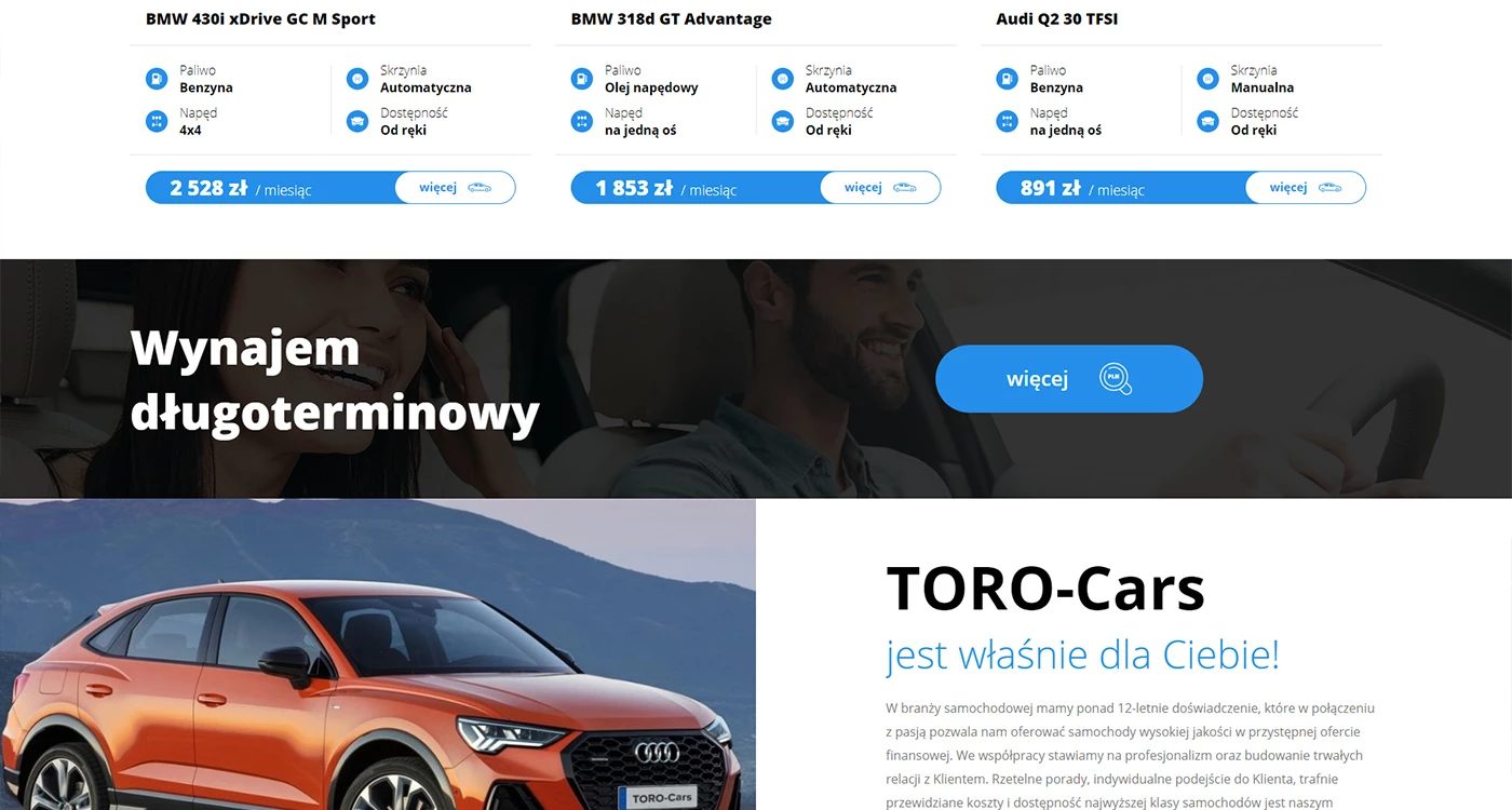 TORO Cars - Motoryzacja i transport - Strony www - 5 projekt