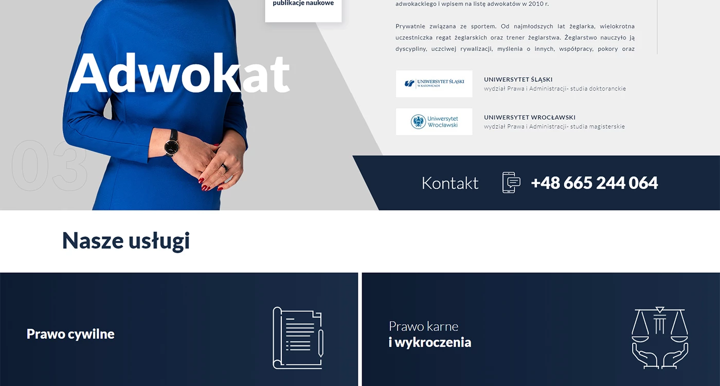 Kancelaria Adwokacka Ludmiła Gryga-Lewandowska & Marta Flek - Prawo - Strony www - 4 projekt