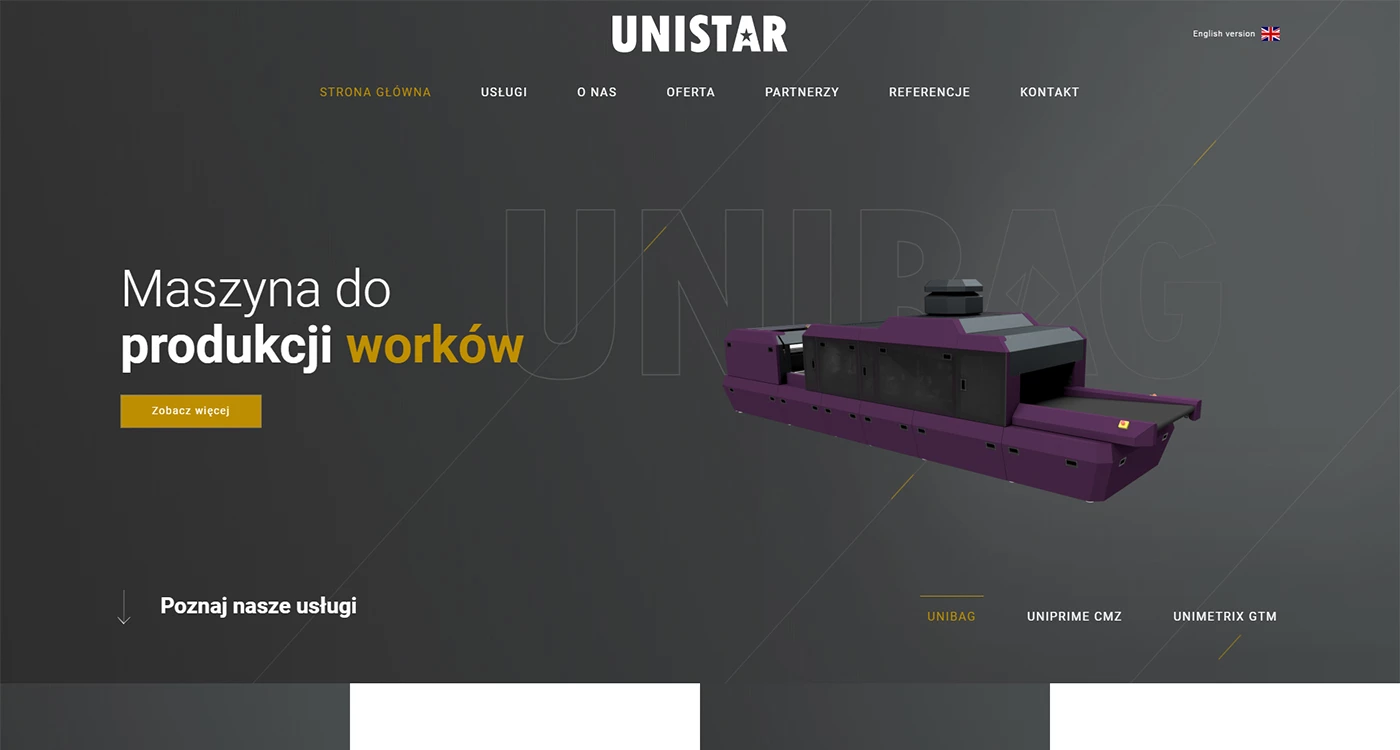 Unistar - Przemysł i technologie - Strony www - 1 projekt