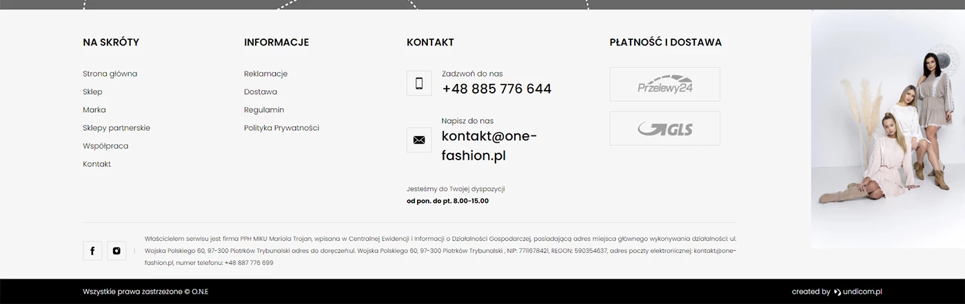 one-fashion.pl - Odzież i tkaniny - Sklepy www - 3 projekt