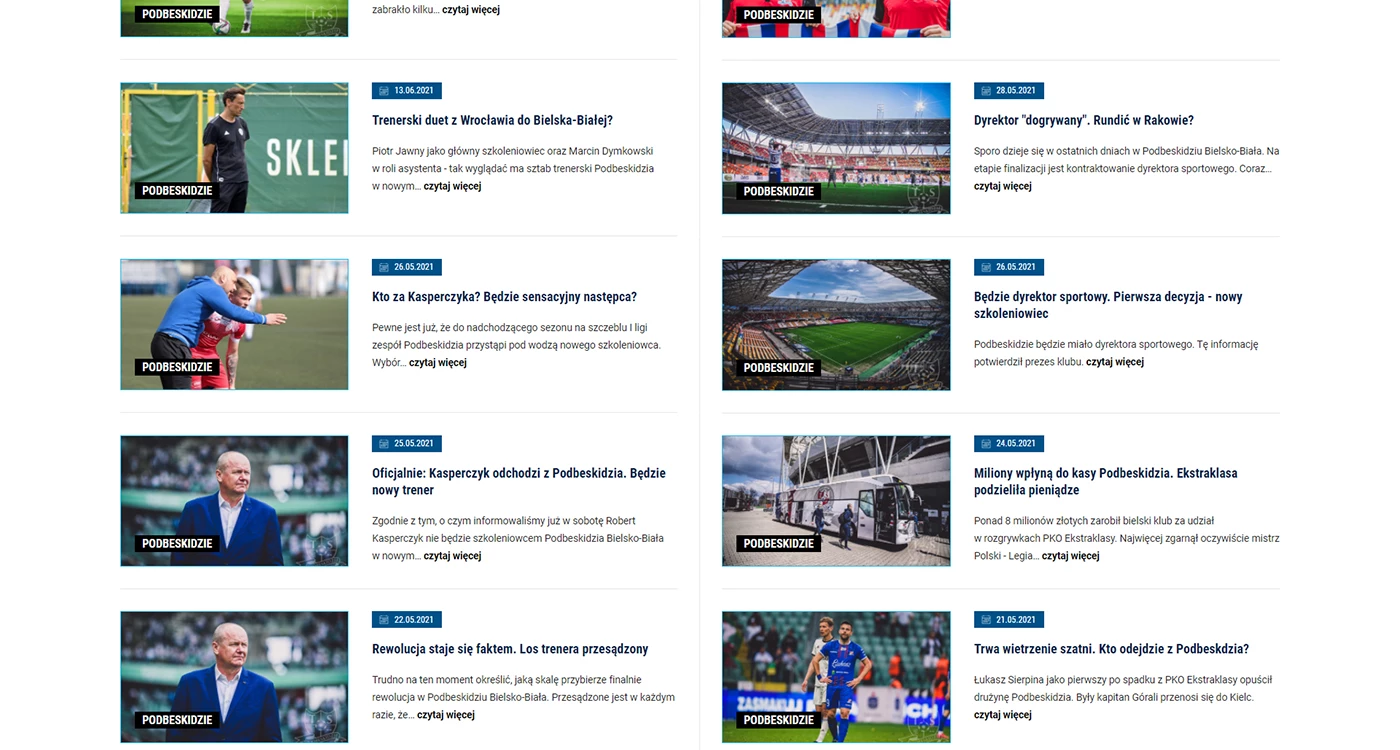 Wykonaliśmy portal internetowy z artykułami o sporcie na Podbeskidziu - 16 projekt