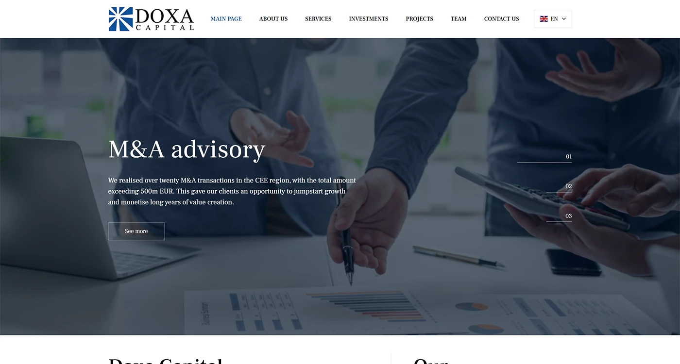 Doxa Capital - Finanse i szkolenia - Strony www - 1 projekt