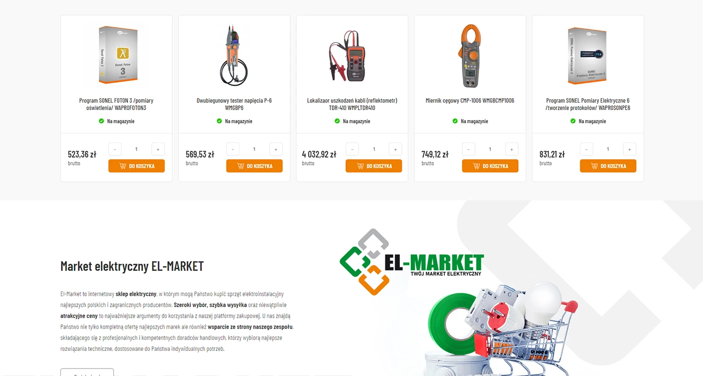 El-market - Elektryka, elektronika - Sklepy www - 3 projekt