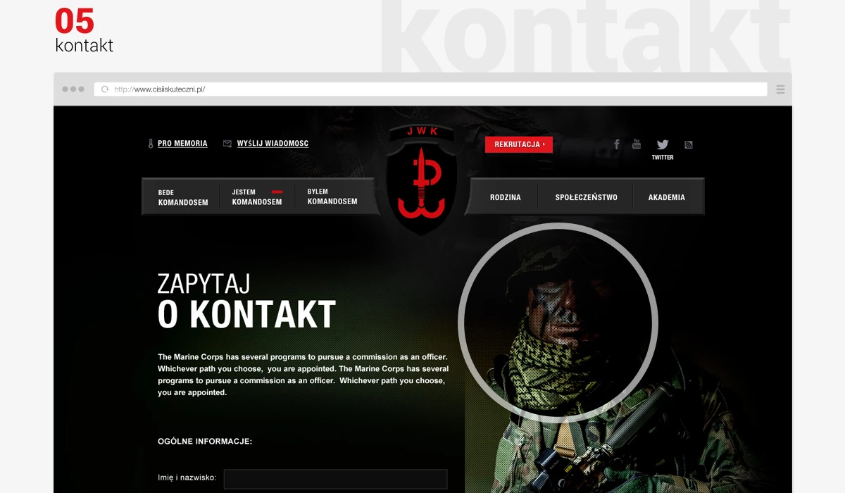 Stworzenie serwisu internetowego dla Jednostki Wojskowej Komandosów. - 11 projekt