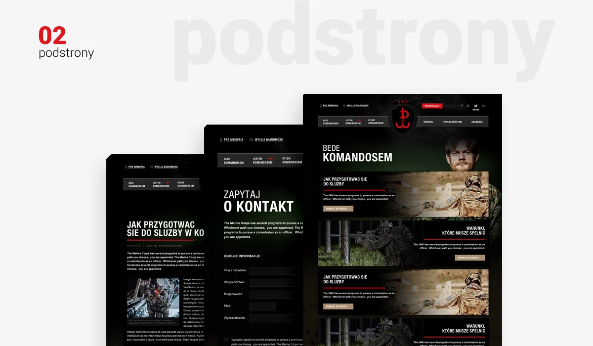 Stworzenie serwisu internetowego dla Jednostki Wojskowej Komandosów. - 5 projekt