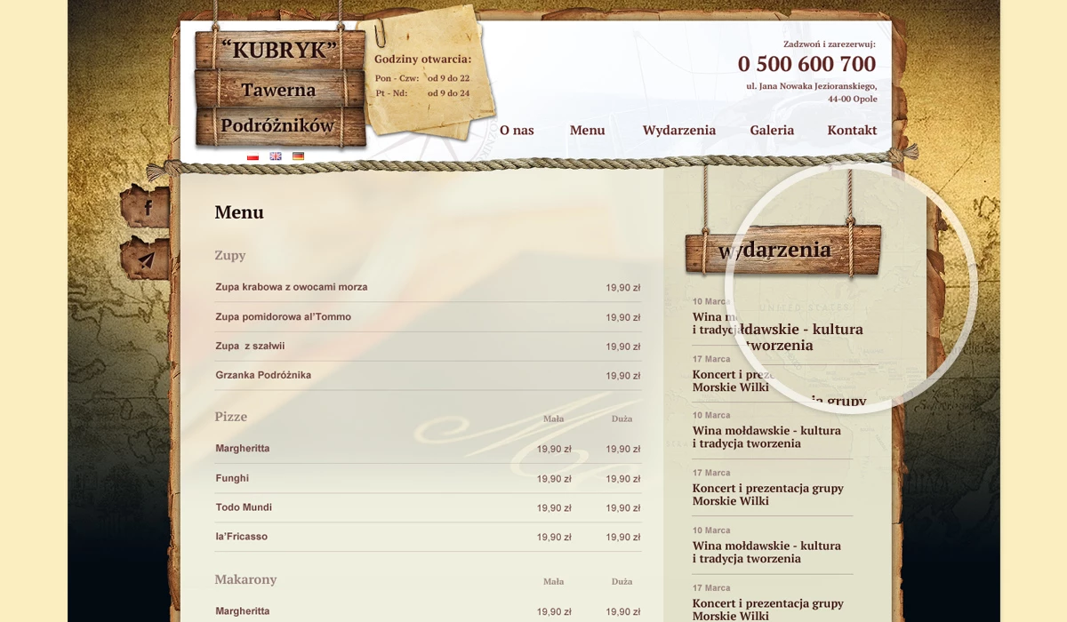 Kubryk - Gastronomia - Strony www - 5 projekt