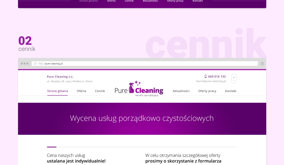 Pure Cleaning - Technologie, badania, usługi - Strony www - 4 projekt Pure Cleaning - Technologie, badania, usługi - Strony www - 4 projekt