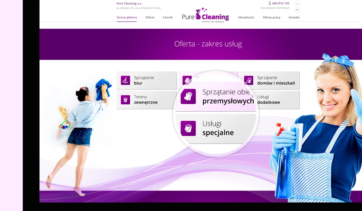 Pure Cleaning - Technologie, badania, usługi - Strony www - 9 projekt