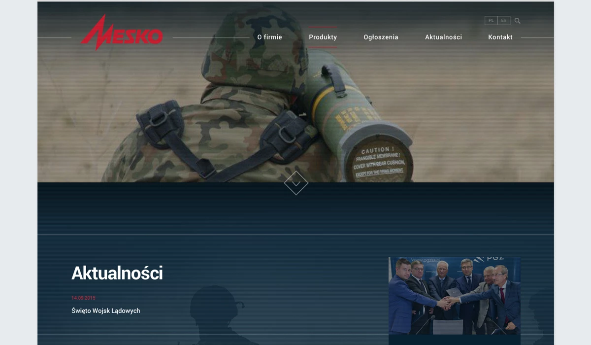 Strona internetowa dla producenta amunicji Polskiej Grupy Zbrojeniowej - 10 projekt