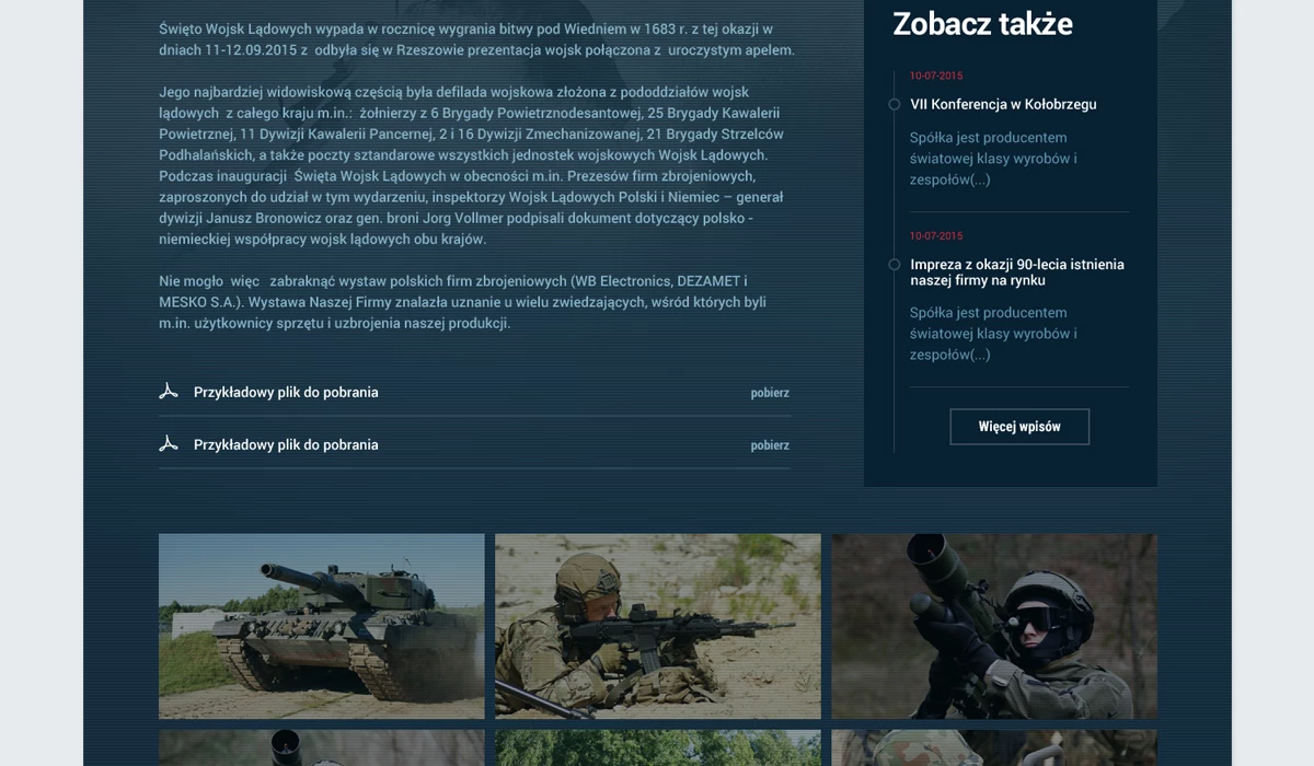 Strona internetowa dla producenta amunicji Polskiej Grupy Zbrojeniowej - 11 projekt