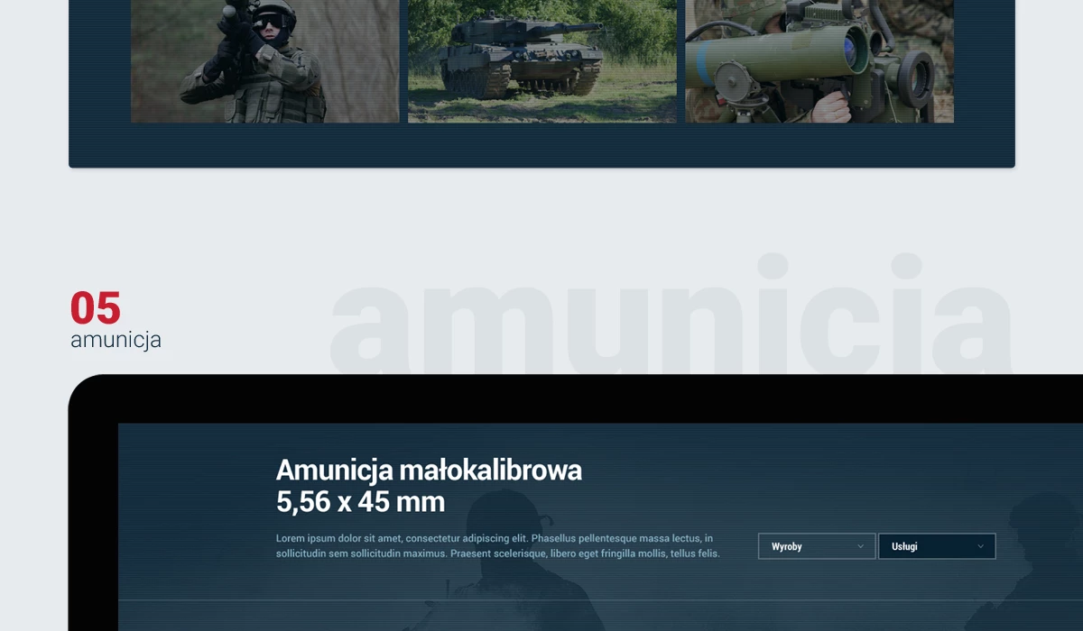 Strona internetowa dla producenta amunicji Polskiej Grupy Zbrojeniowej - 12 projekt