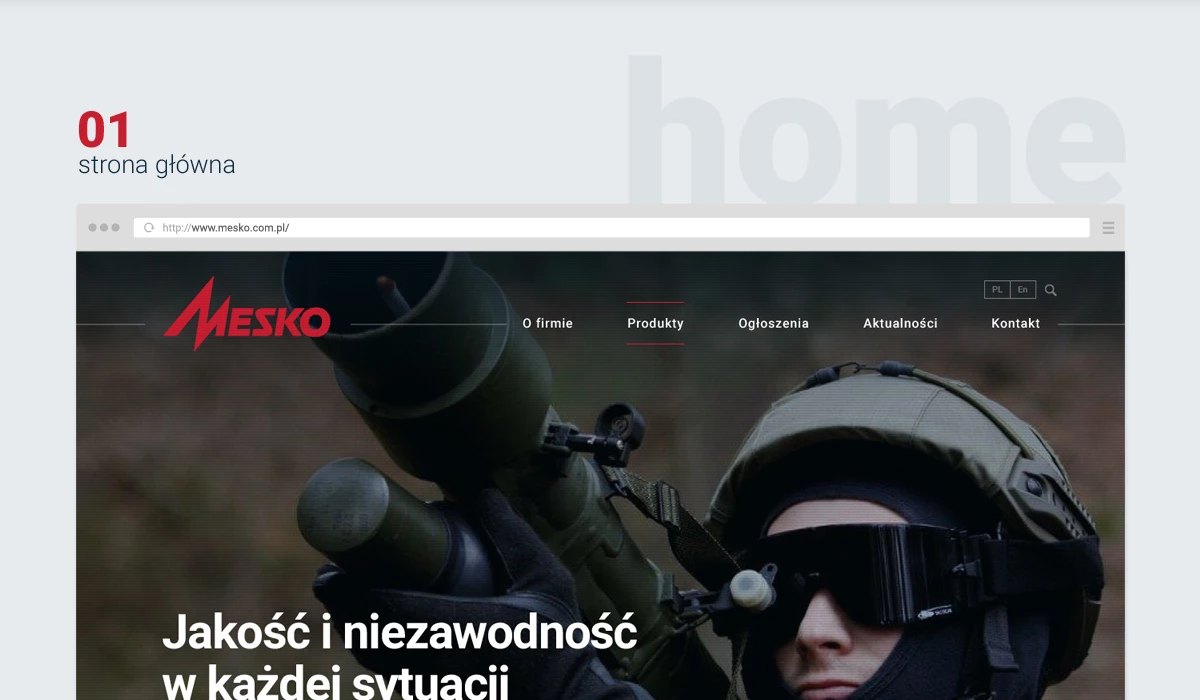 Strona internetowa dla producenta amunicji Polskiej Grupy Zbrojeniowej - 2 projekt