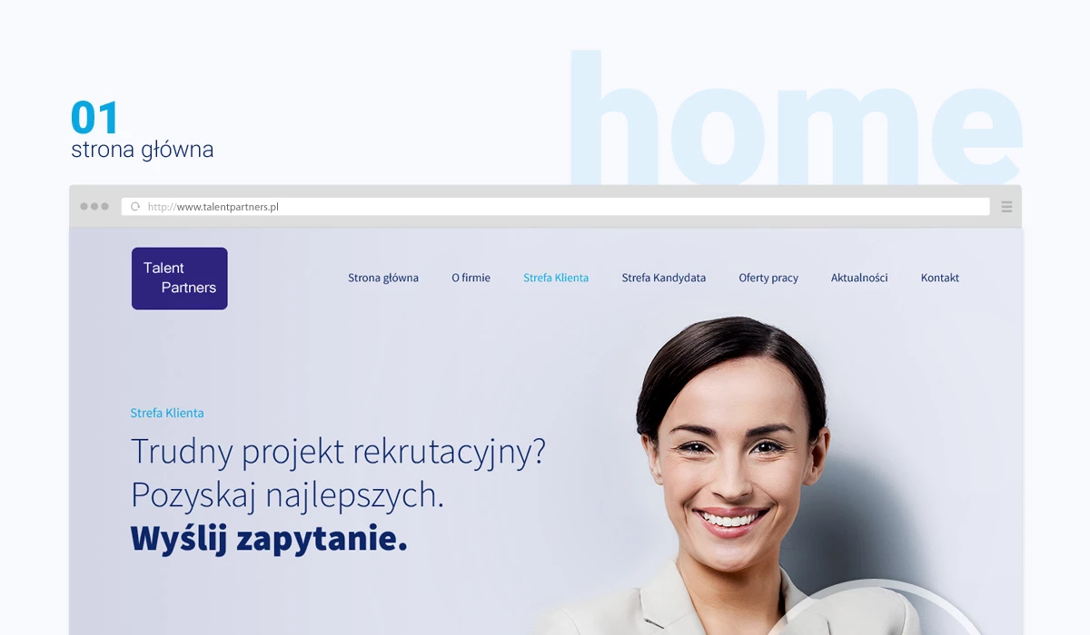 Strona internetowa dla firmy rekrutującej pracowników i realizującej usługi HR - 2 projekt