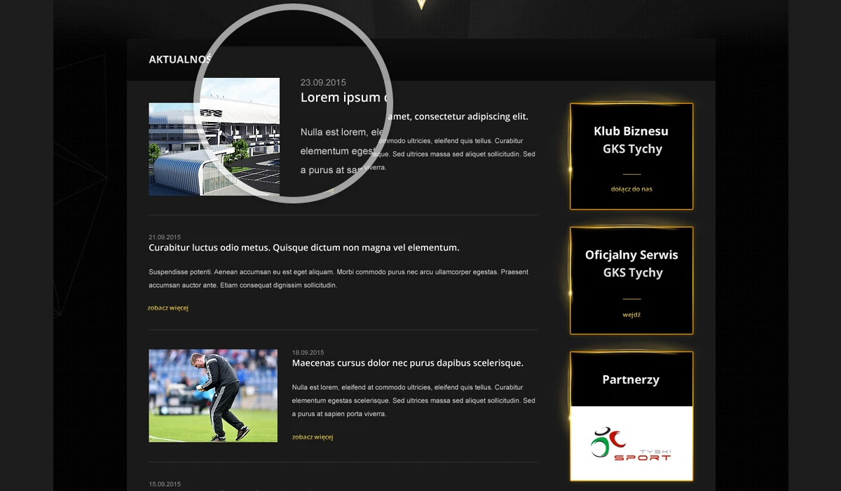 Serwis internetowy dla klubu biznesu przy klubie piłkarskim - 6 projekt
