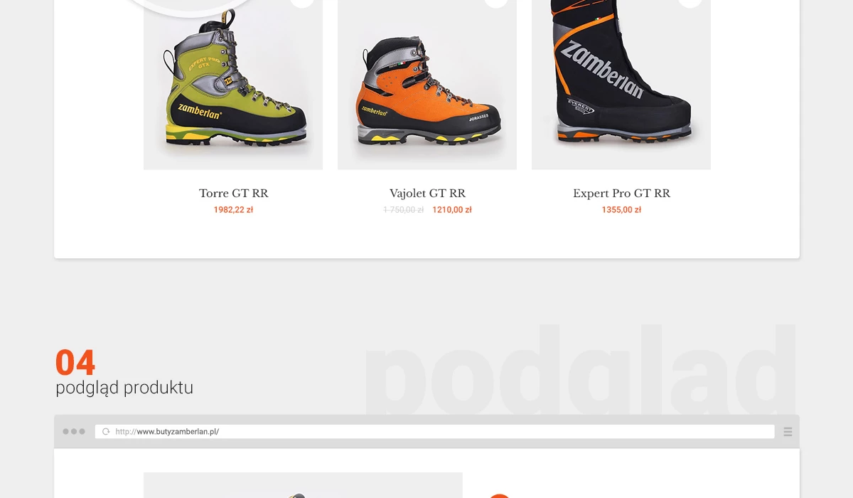 Strona dla dystrybutora butów górskich z Gliwic - 10 projekt
