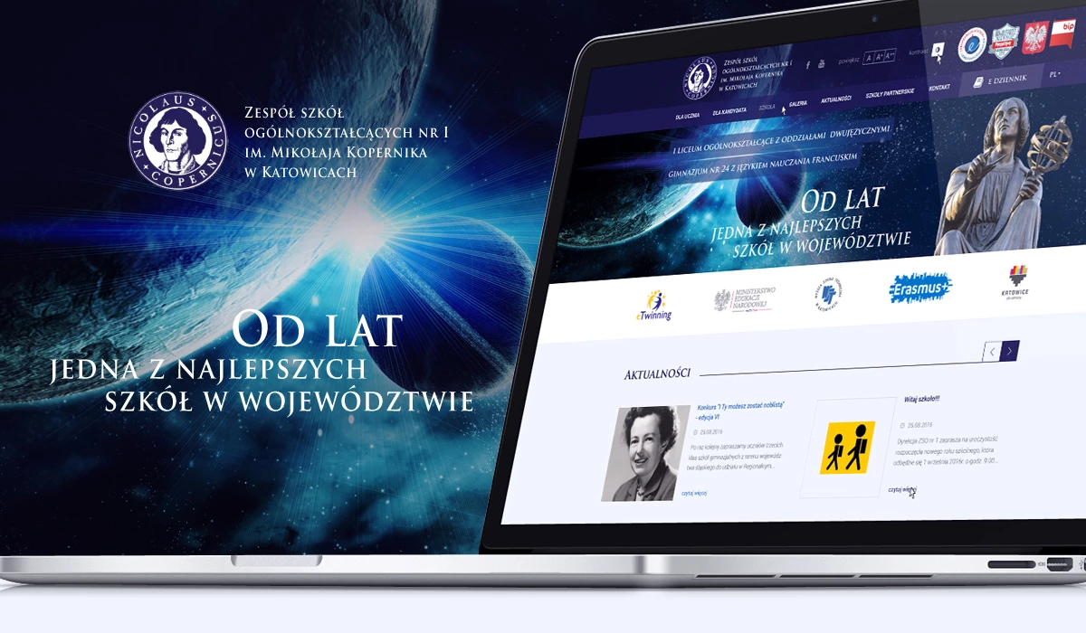 Strona internetowa dla szkoły średniej w Katowicach - 1 projekt