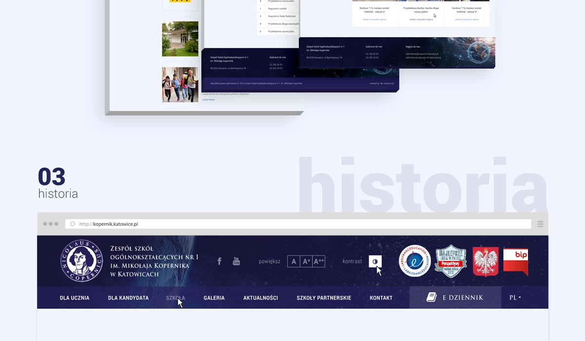 Strona internetowa dla szkoły średniej w Katowicach - 7 projekt