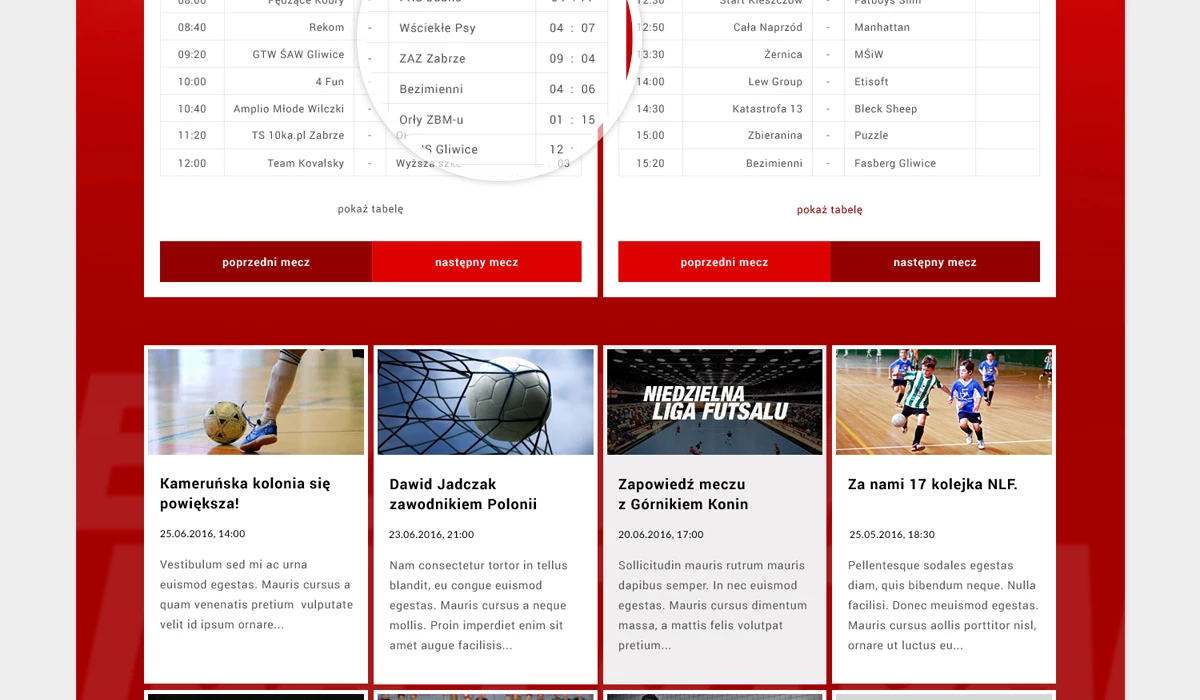 Niedzielna Liga Futsalu - Sport - Strony www - 3 projekt