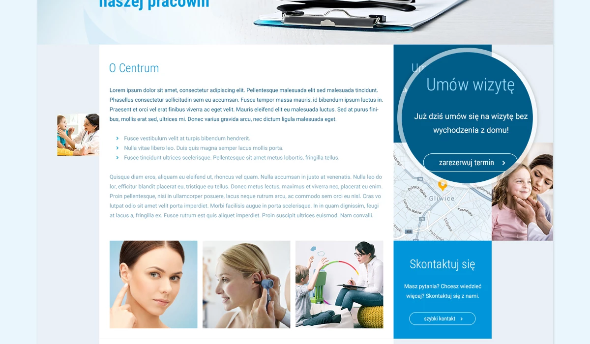 Strona dla prywatnego centrum medycznego w Gliwicach - 5 projekt