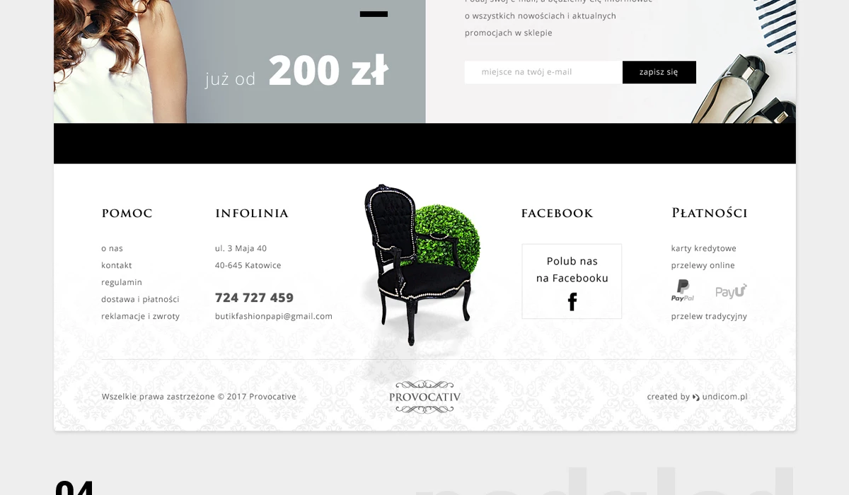 Provocativ to zrealizowany sklep internetowy z modą damską - 14 projekt Provocativ to zrealizowany sklep internetowy z modą damską - 14 projekt