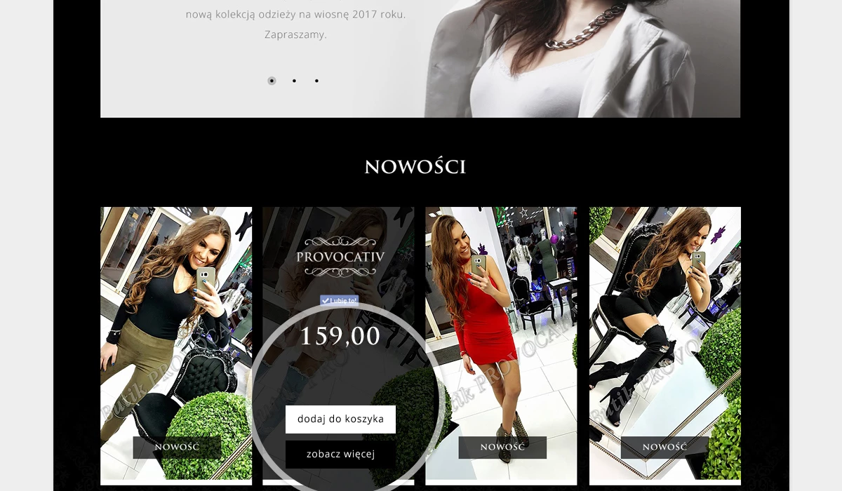 Provocativ to zrealizowany sklep internetowy z modą damską - 3 projekt