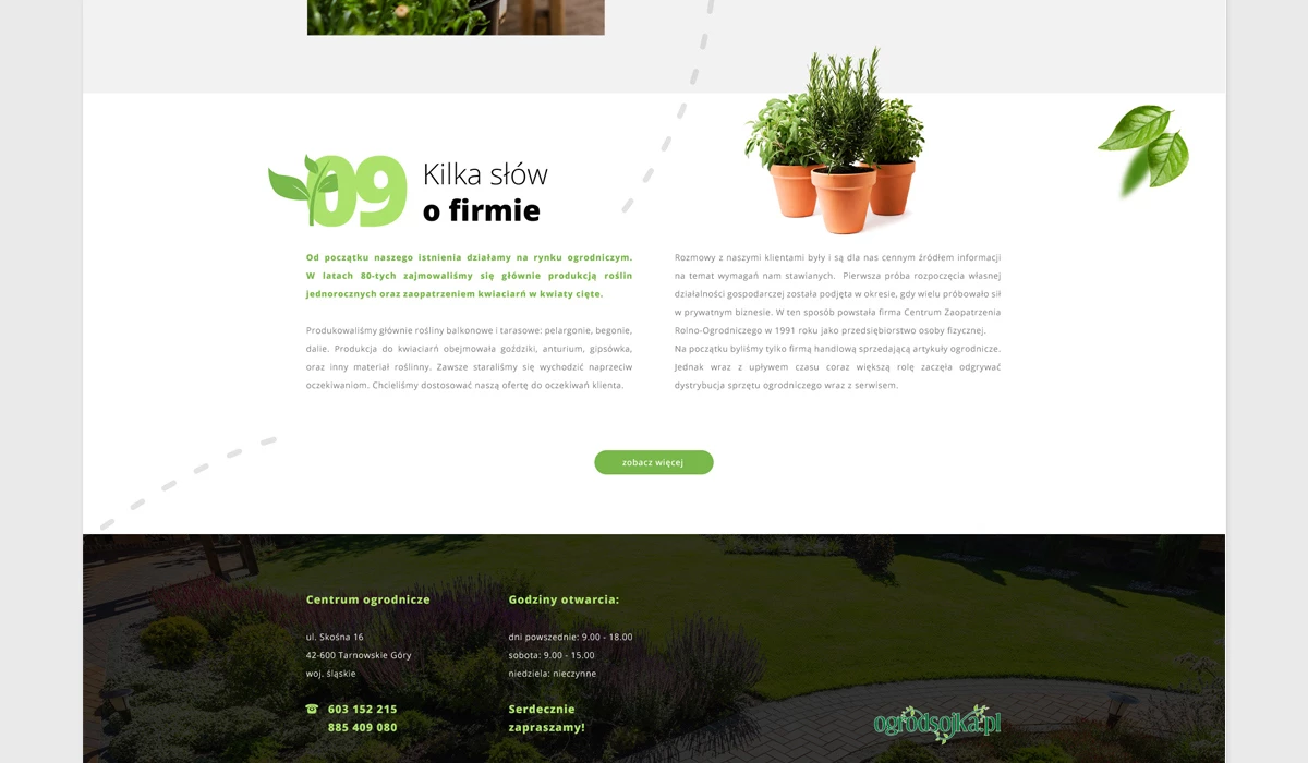 Strona internetowa dla centrum ogrodniczego z Tarnowskich Gór - 7 projekt