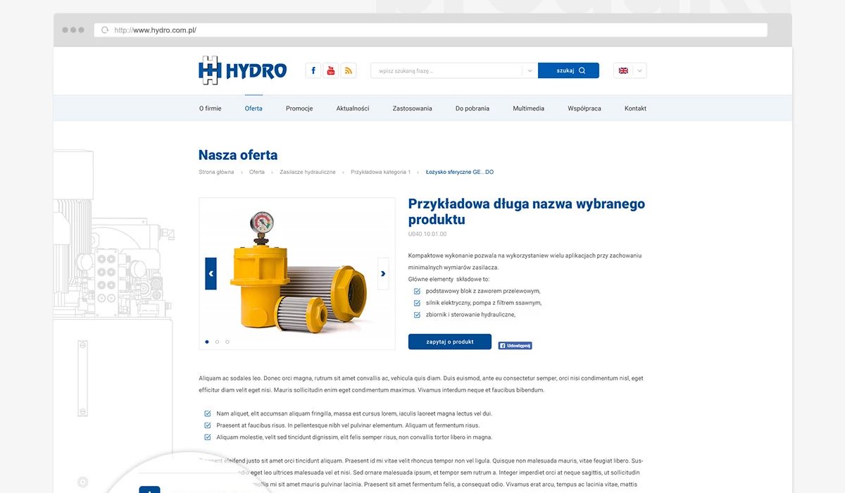 Strona dla dystrybutora hydrauliki siłowej z Bielska-Białej - 11 projekt