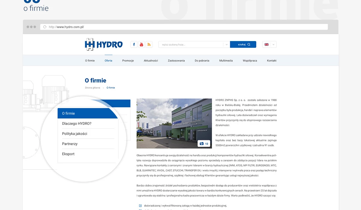Strona dla dystrybutora hydrauliki siłowej z Bielska-Białej - 14 projekt