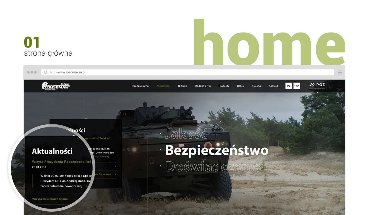 Strona internetowa dla członka Polskiej Grupy Zbrojeniowej. - 2 projekt