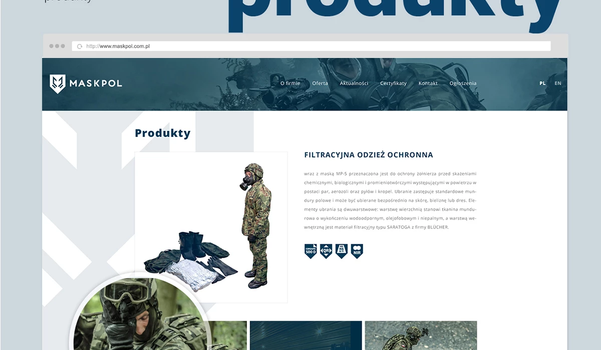 Serwis internetowy dla producenta sprzętu wojskowego - 12 projekt