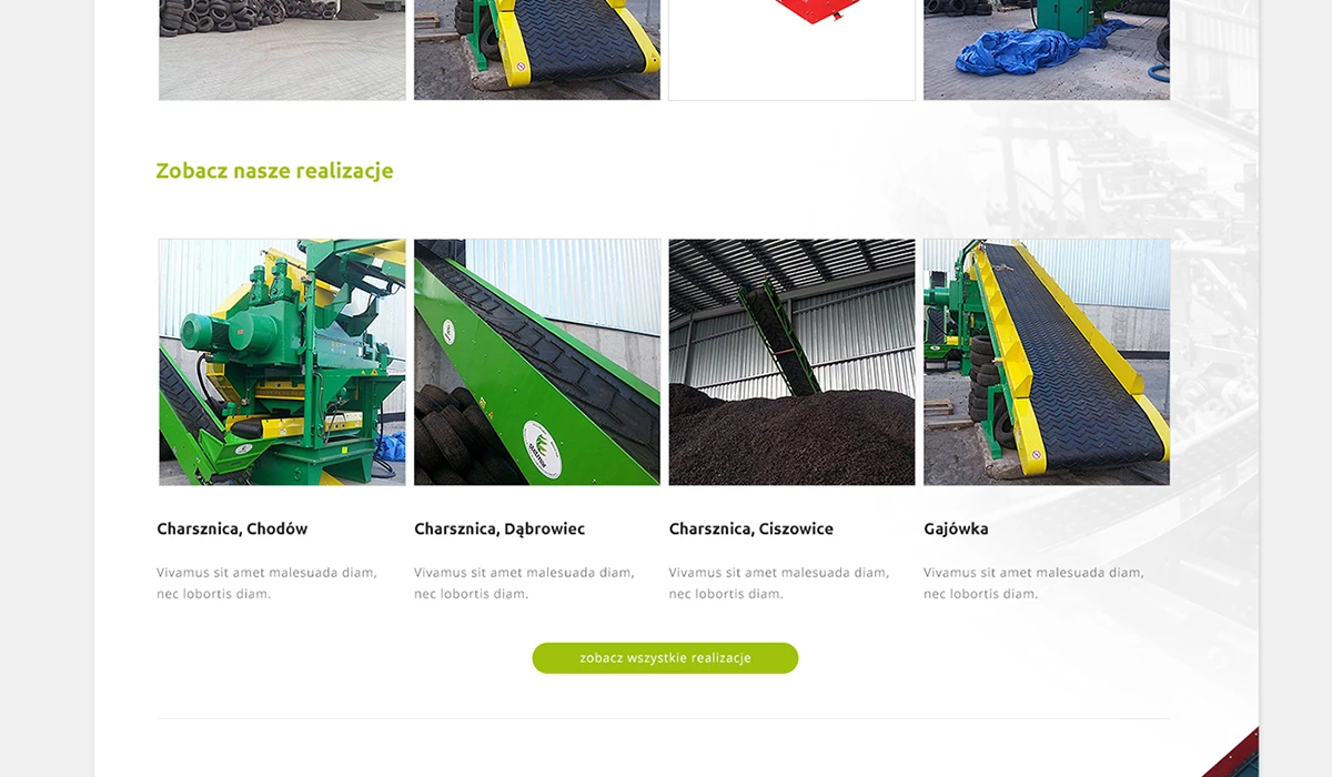 Strona dla producenta maszyn dla przemysłu i recyklingu z Charsznicy - 12 projekt