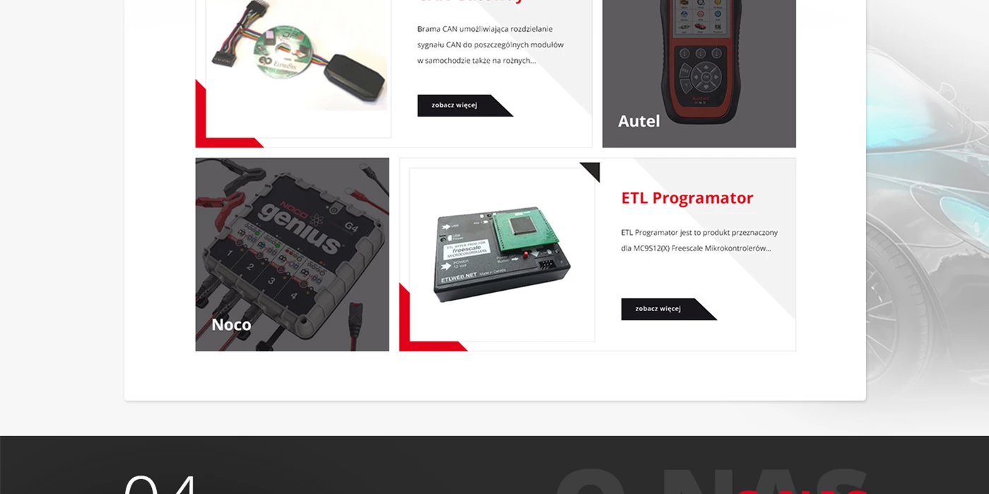 Serwis internetowy dla producenta elektroniki samochodowej - 10 projekt