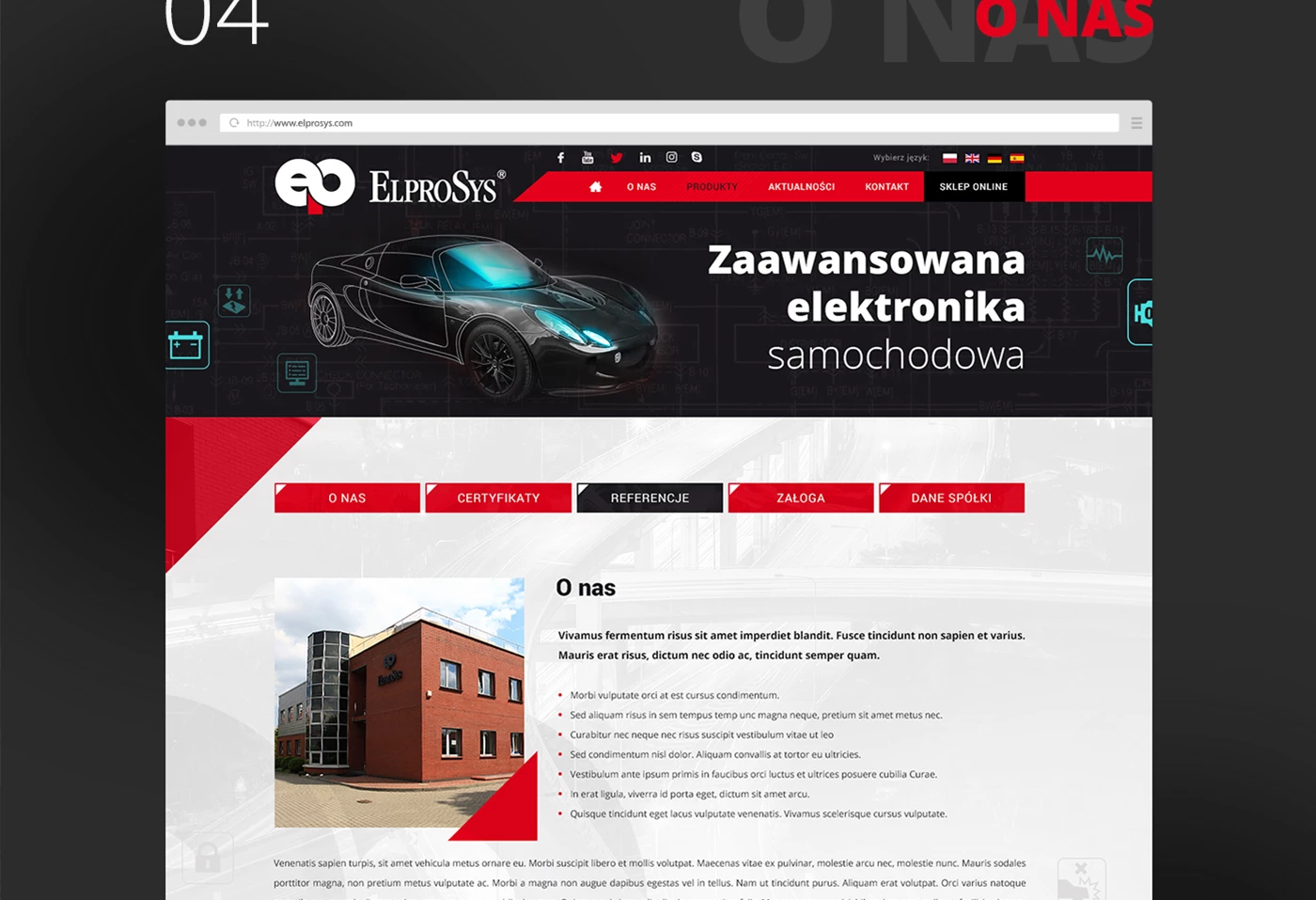 Serwis internetowy dla producenta elektroniki samochodowej - 11 projekt