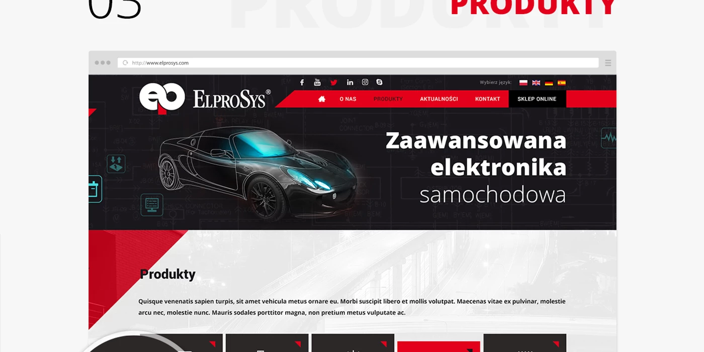 Serwis internetowy dla producenta elektroniki samochodowej - 8 projekt