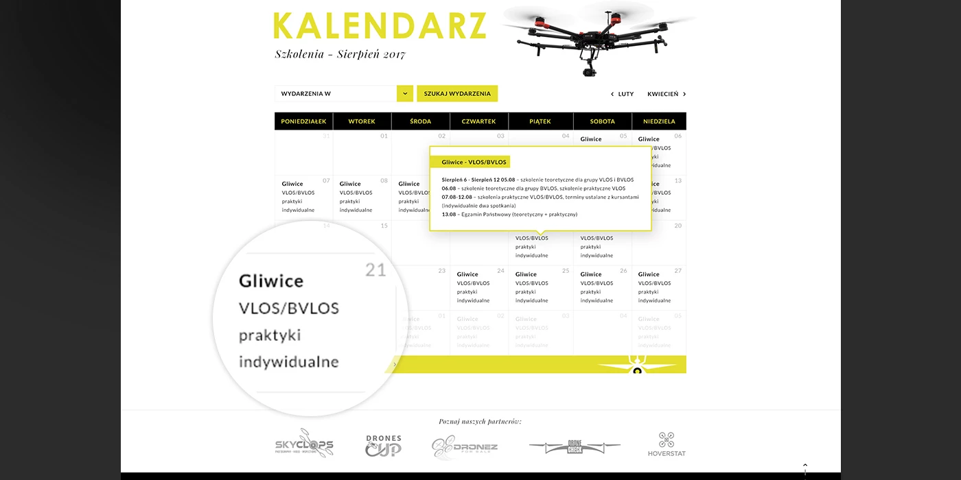 Strona internetowa dla centrum szkolenia pilotów dronów ze Śląska - 10 projekt