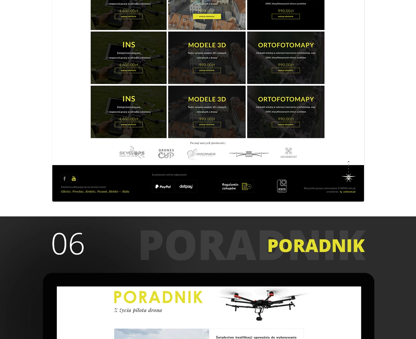 Strona internetowa dla centrum szkolenia pilotów dronów ze Śląska - 12 projekt