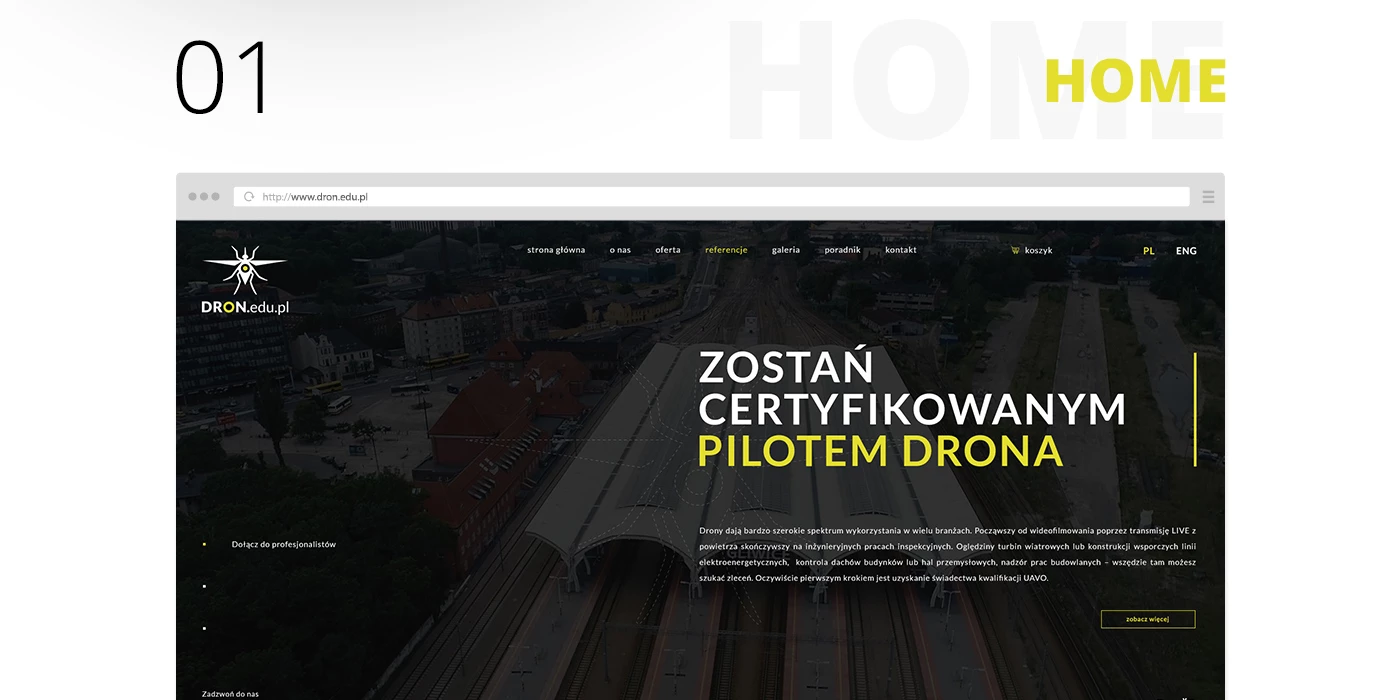 Strona internetowa dla centrum szkolenia pilotów dronów ze Śląska - 2 projekt