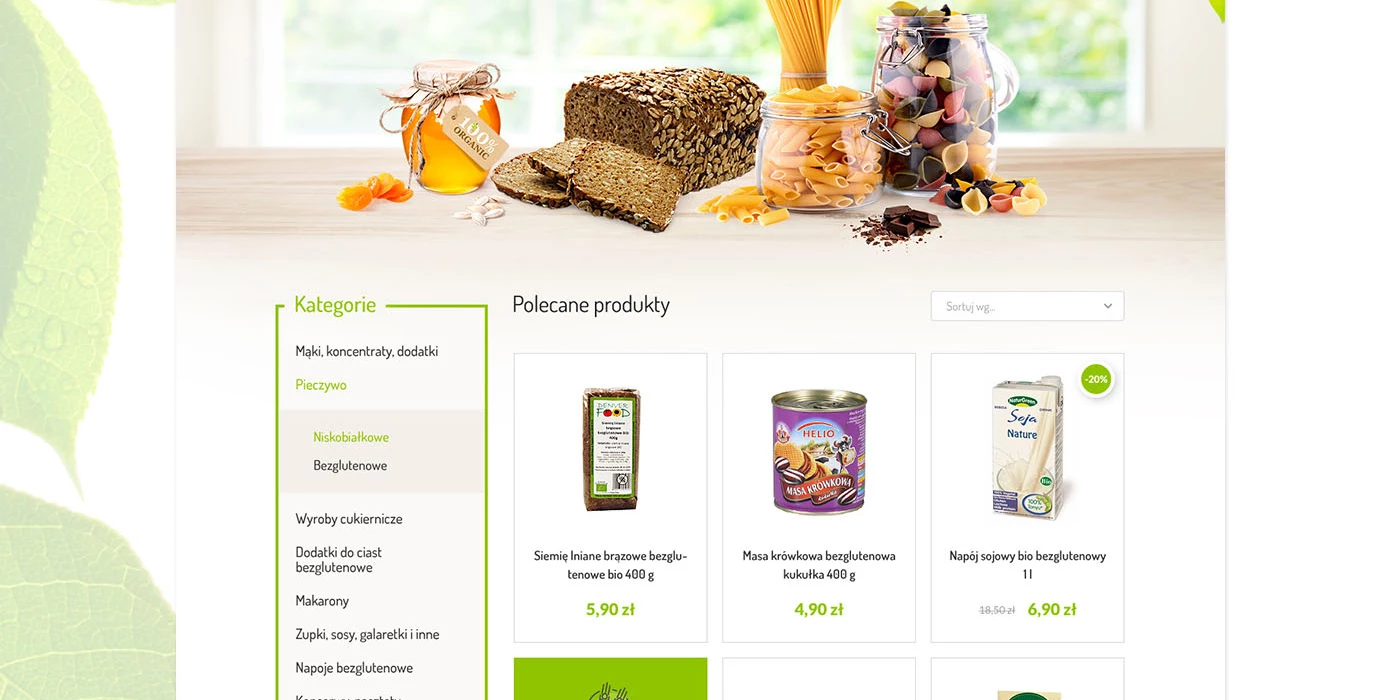 E-sklep z zdrową żywnością bezglutenową - 9 projekt E-sklep z zdrową żywnością bezglutenową - 9 projekt