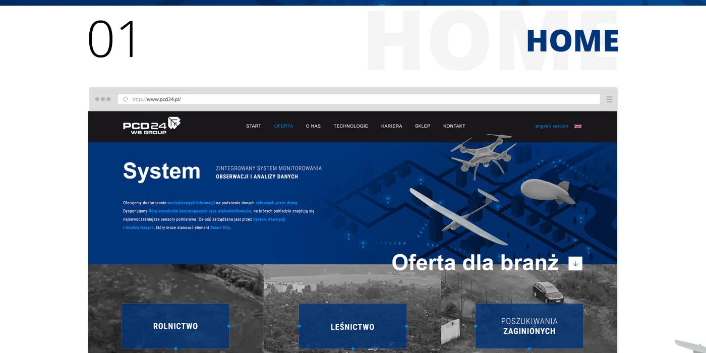 Serwis internetowy dla Polskiego Centrum Dronów - 2 projekt