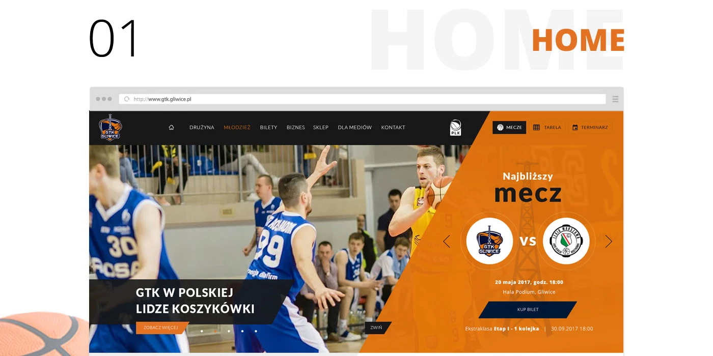 Strona sportowa dla drużyny koszykówki - 2 projekt