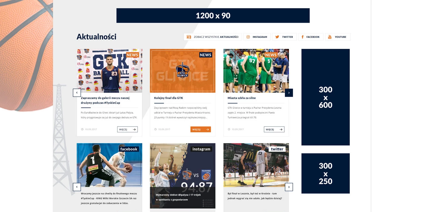 Strona sportowa dla drużyny koszykówki - 3 projekt