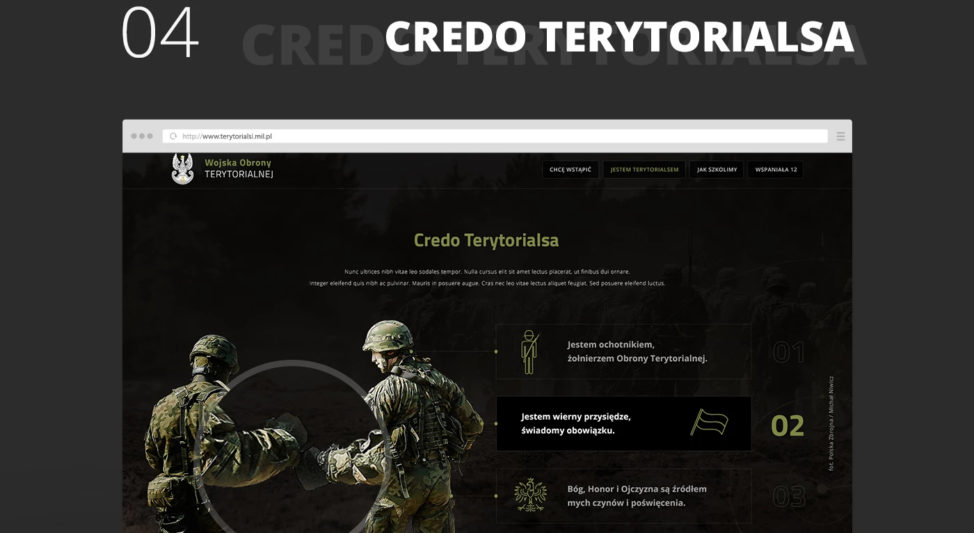 Wojska Obrony Terytorialnej - Instytucje publiczne, serwisy tematyczne - Strony www - 11 projekt