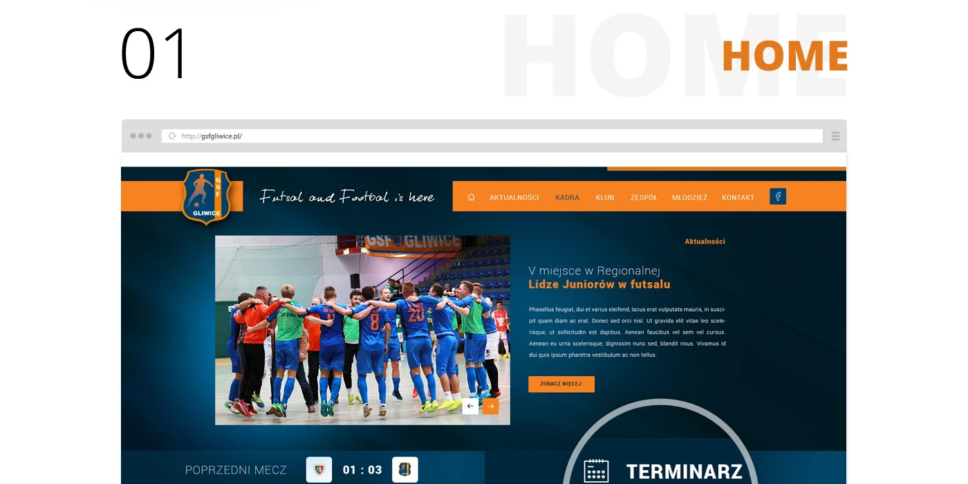 Strona internetowa dla Klubu piłkarskiego - 2 projekt