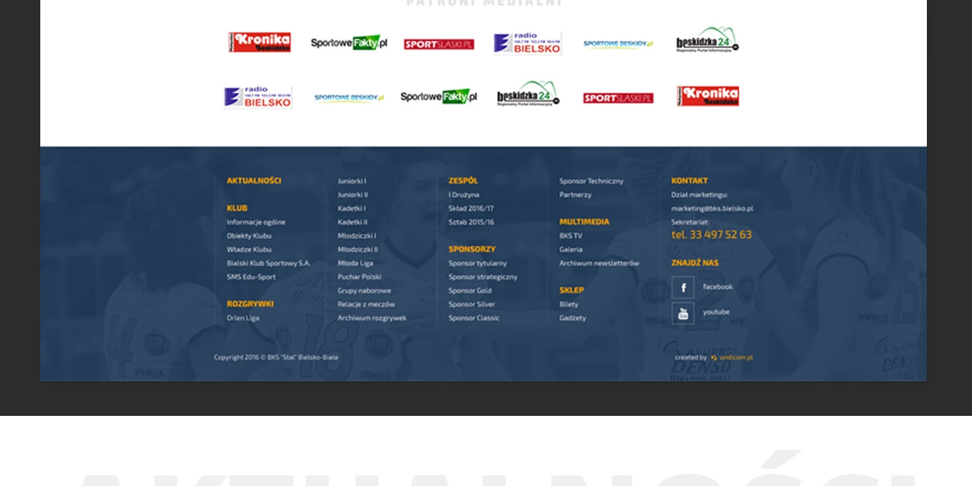 Strona internetowa dla klubu sportowego z dwoma sekcjami siatkówki i piłki nożnej - 11 projekt