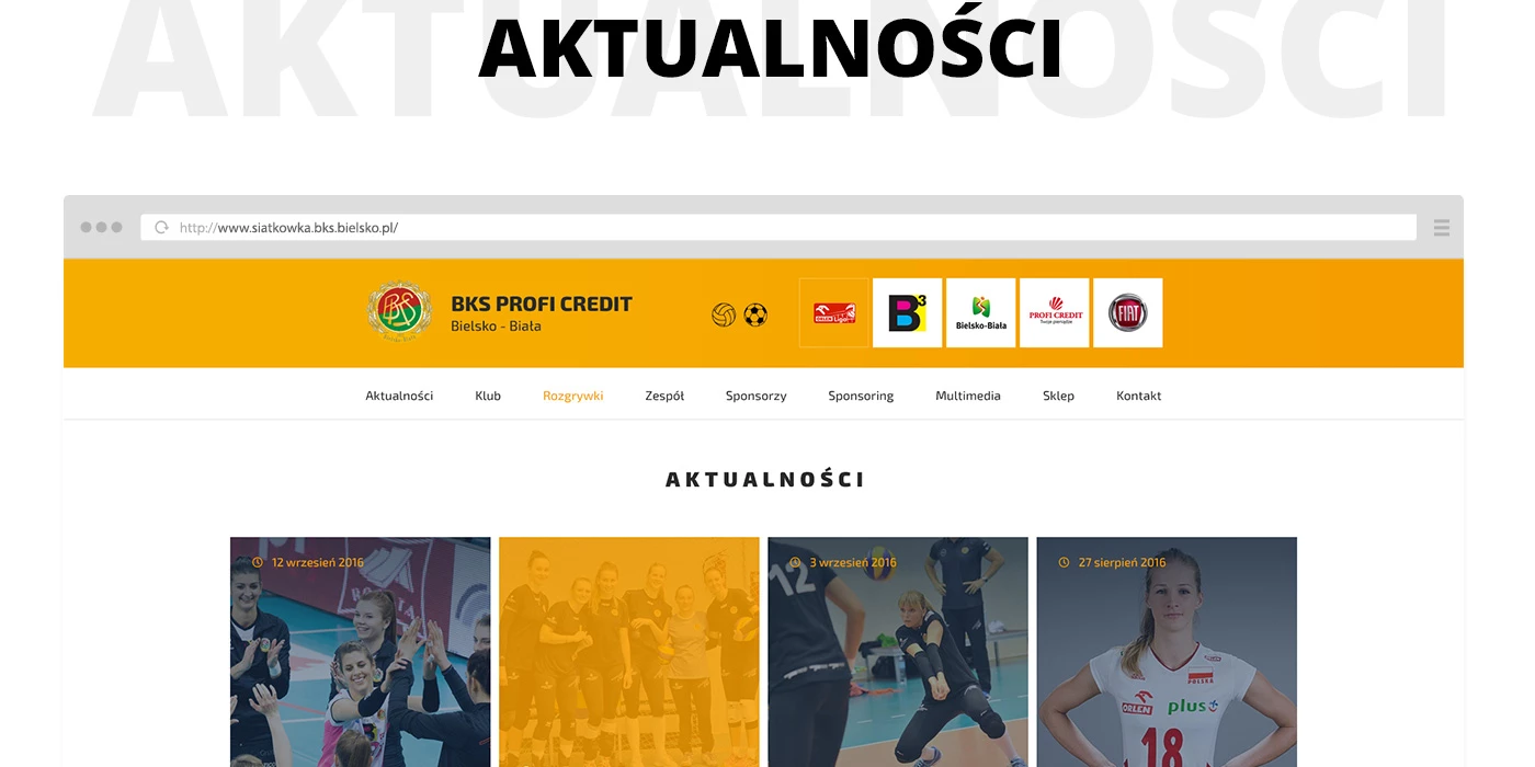 Strona internetowa dla klubu sportowego z dwoma sekcjami siatkówki i piłki nożnej - 12 projekt