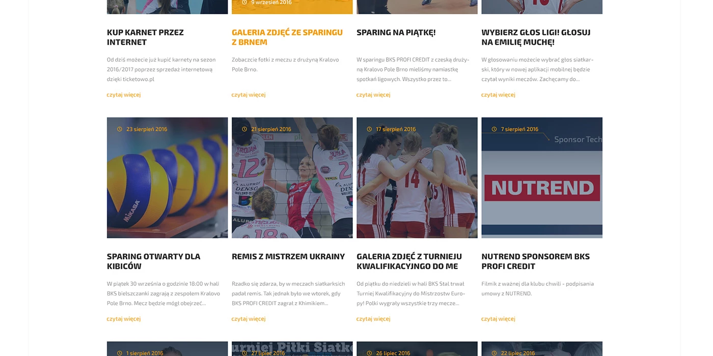 Strona internetowa dla klubu sportowego z dwoma sekcjami siatkówki i piłki nożnej - 13 projekt