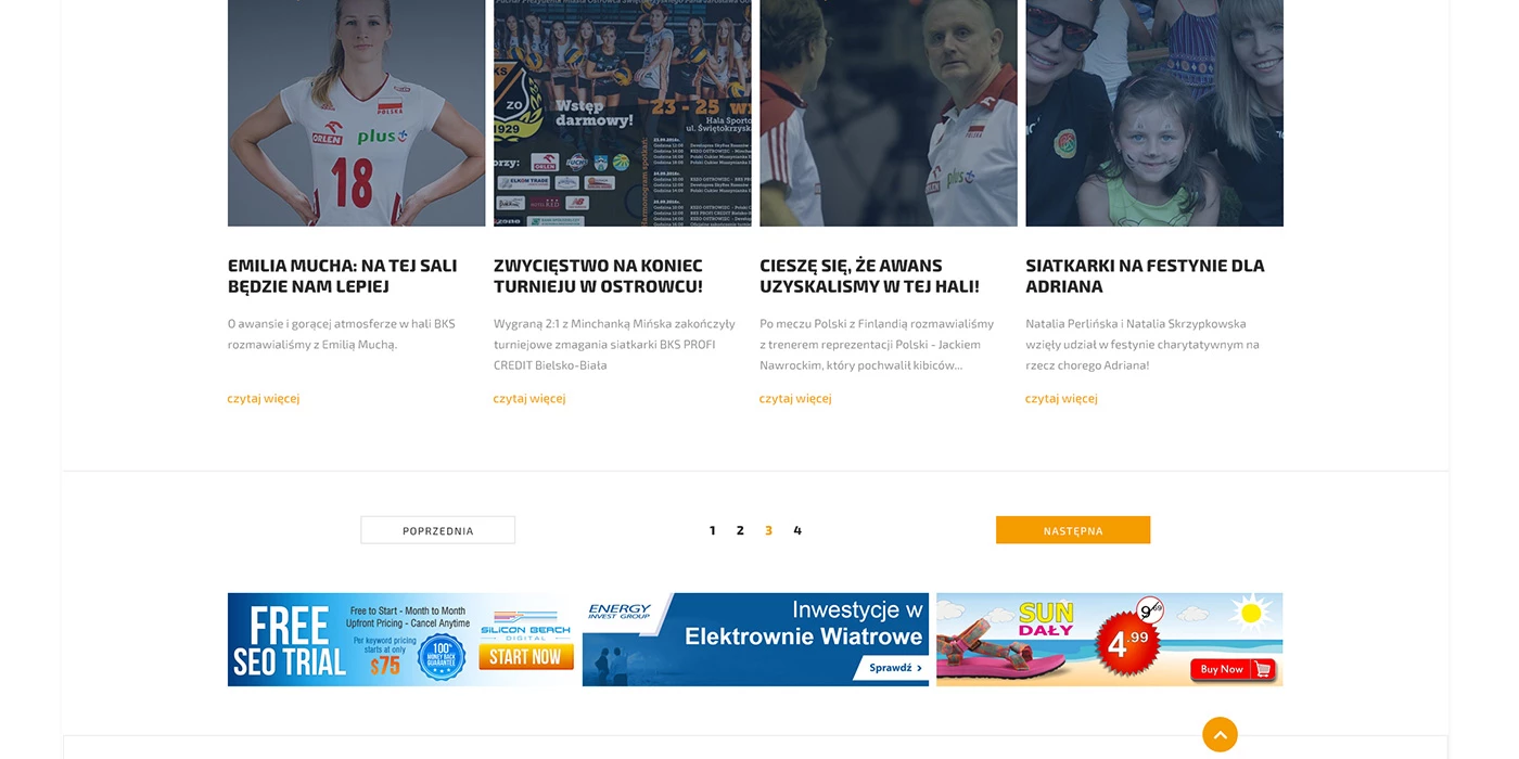Strona internetowa dla klubu sportowego z dwoma sekcjami siatkówki i piłki nożnej - 14 projekt